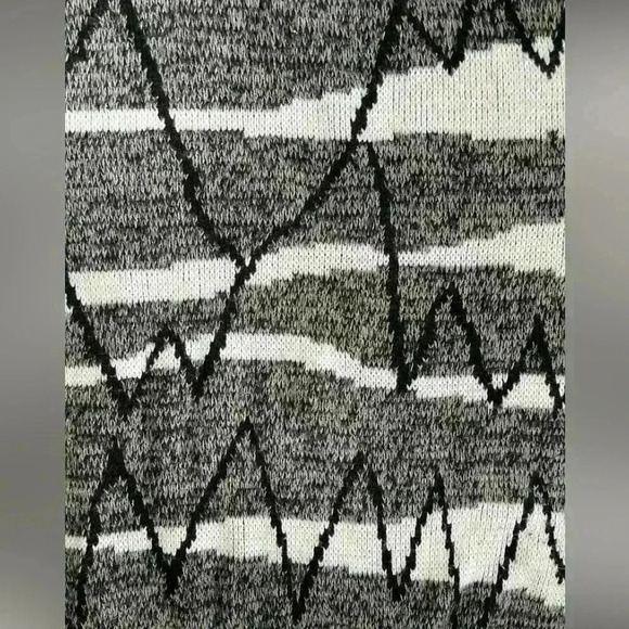 Vintage 80s Uno Camino Rare Men’s M Knit Sweater Black White Mountain - Picture 6 of 9